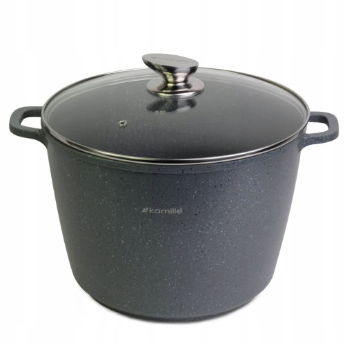 Oala din granit de 10.0 l cu capac de sticla