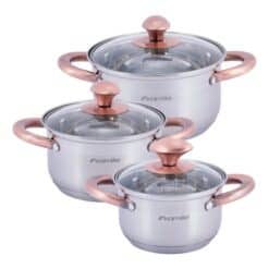 Set de 6 cratite din otel inoxidabil cu manere goale