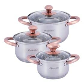 Set de 6 cratite din otel inoxidabil cu manere goale