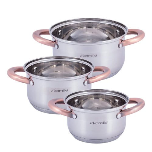 Set de 6 cratite din otel inoxidabil cu manere goale - imagine 3