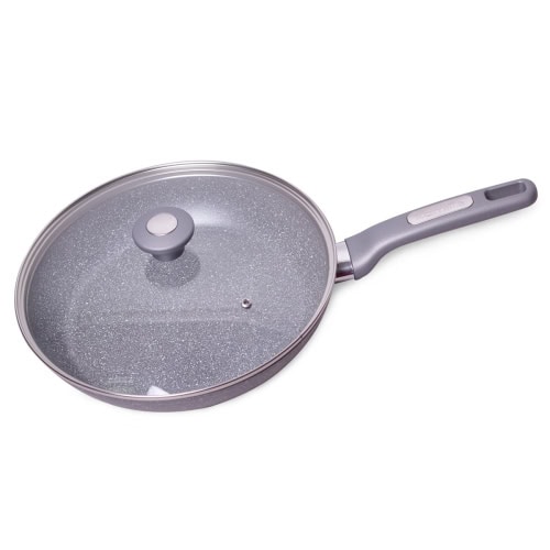 Tigaie de granit 28x5.5 cm cu capac de sticla - imagine 4