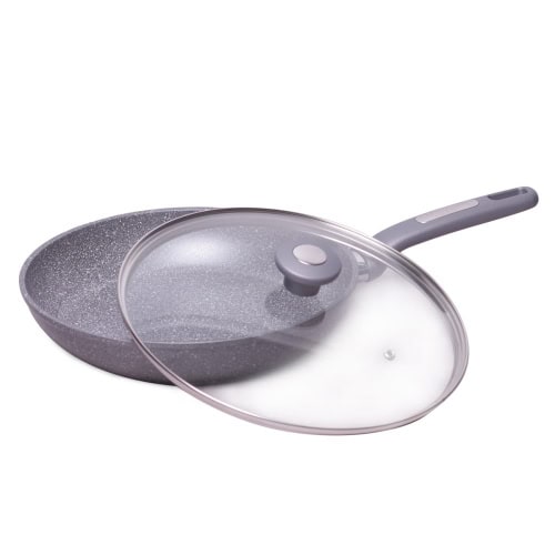 Tigaie de granit 28x5.5 cm cu capac de sticla - imagine 6