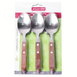 Set de 6 linguri din otel inoxidabil cu manere din lemn