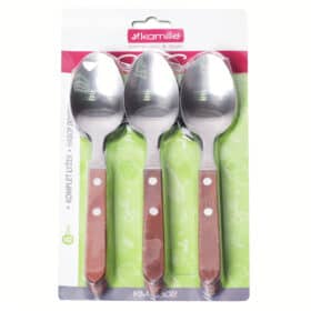 Set de 6 linguri din otel inoxidabil cu manere din lemn