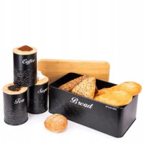 Cutie Paine cu 3 recipiente, bambus si metal