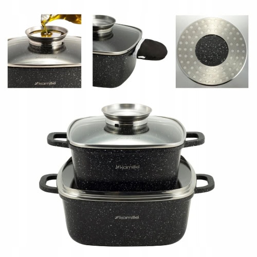 Set de oale cu invelis marmurat, 4 piese - imagine 4