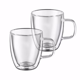 Set de 2 cani din sticla cu strat dublu 250 ml