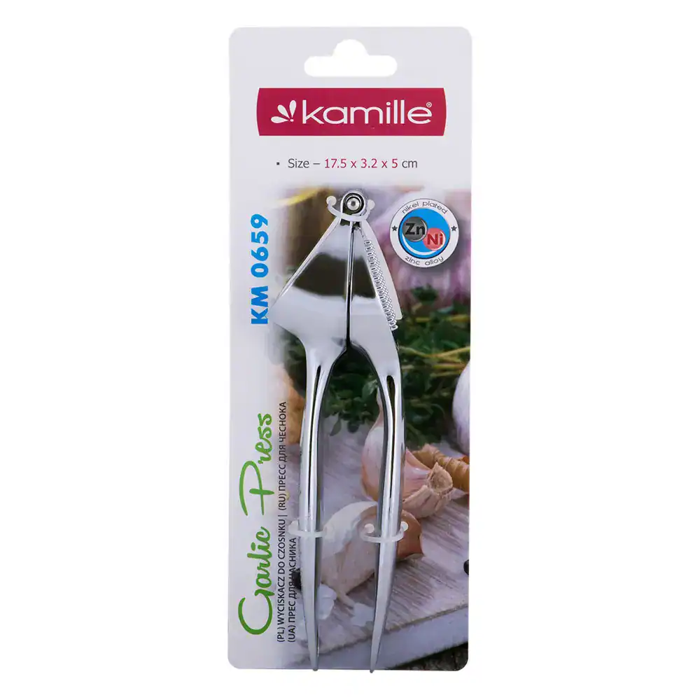 Presa de usturoi 17.5x3.2x5 cm, din otel inoxidabil