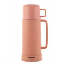 Termos bidon turistic, 600 ml, cu pahar si interior sticla, Portocaliu