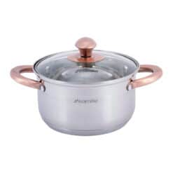 Oala, otel inoxidabil, capac sticla, 2.0 L, 18 cm, inductiva