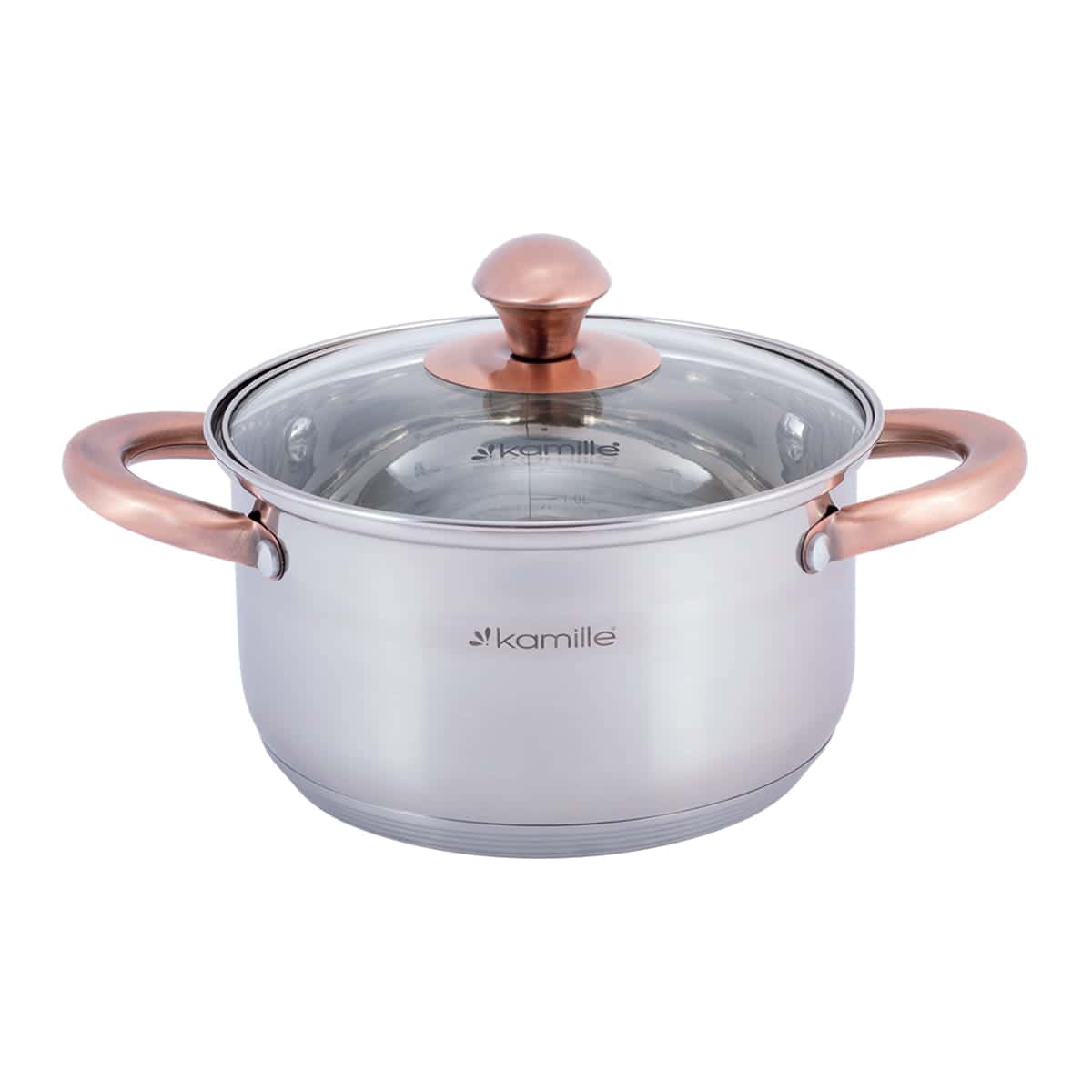 Oala, otel inoxidabil, capac sticla, 2.0 L, 18 cm, inductiva