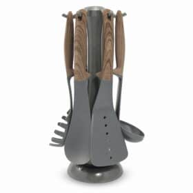 Set 6 ustensile bucatarie, nylon, cu suport rotativ