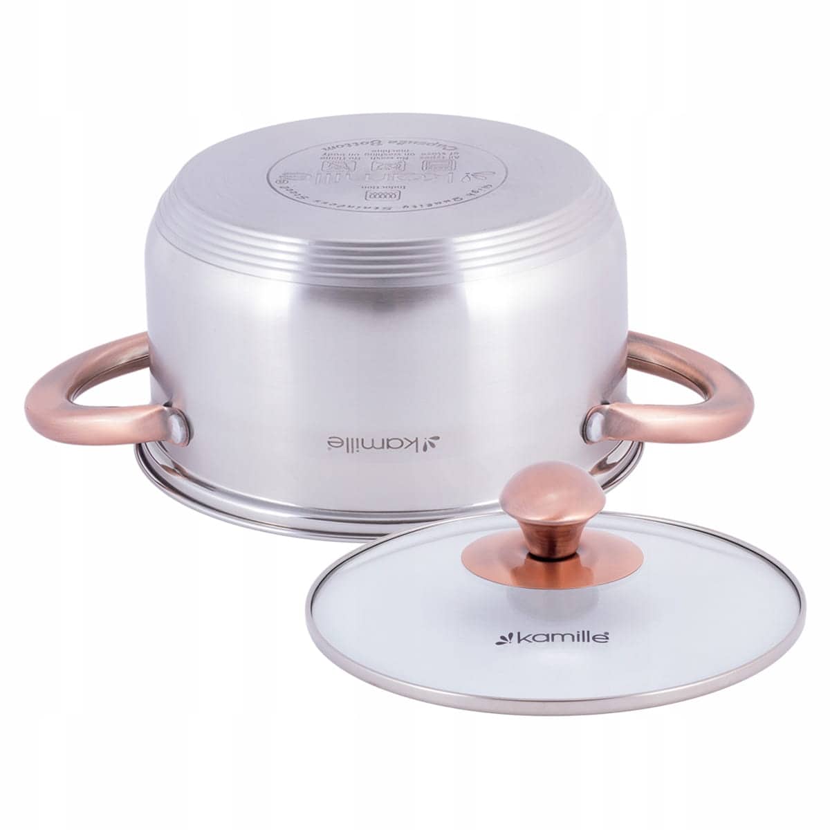 Oala, otel inoxidabil, capac sticla, 2.0 L, 18 cm, inductiva - imagine 3