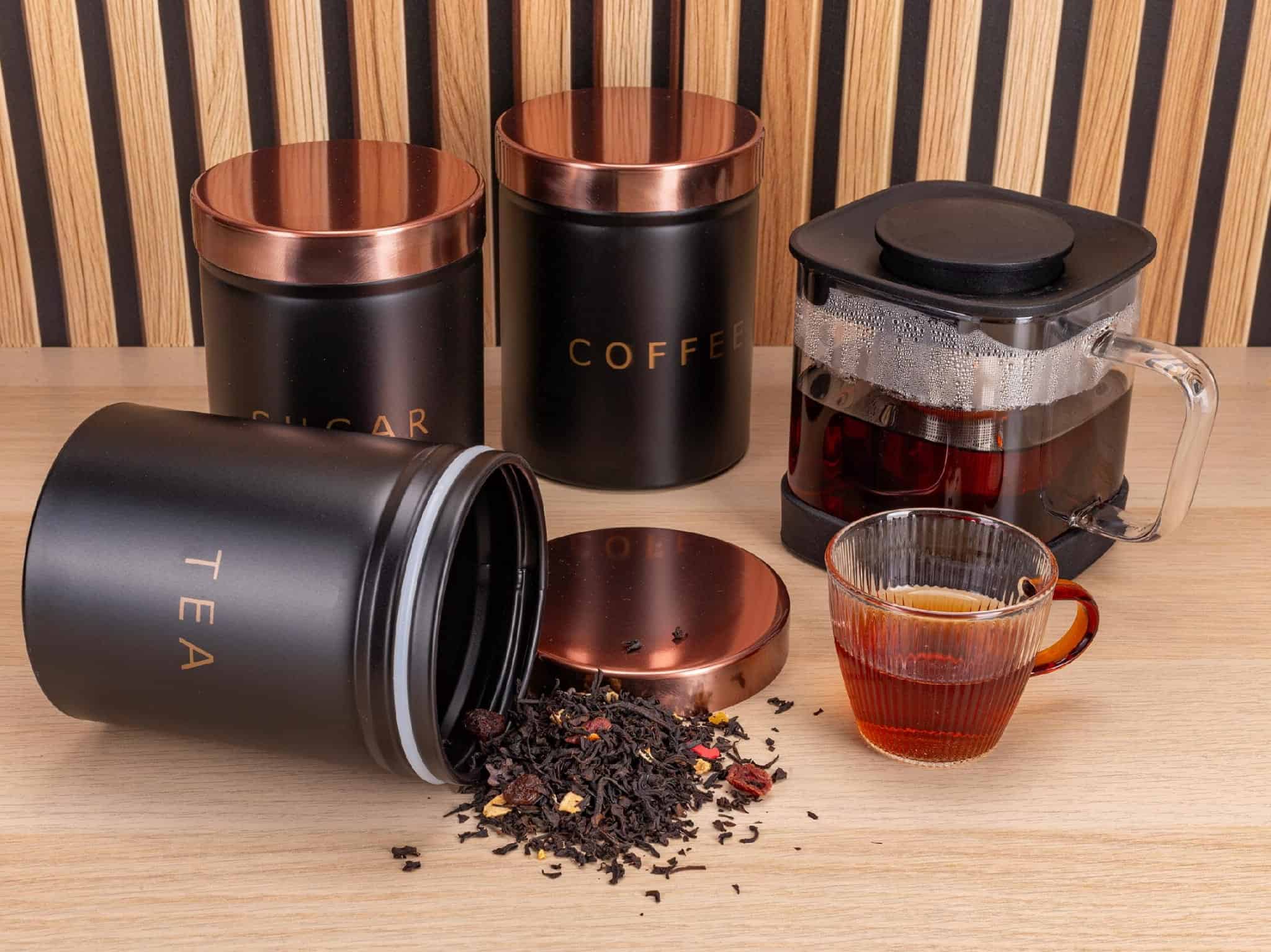 Set 3 recipiente pentru cafea, ceai si zahar - imagine 2