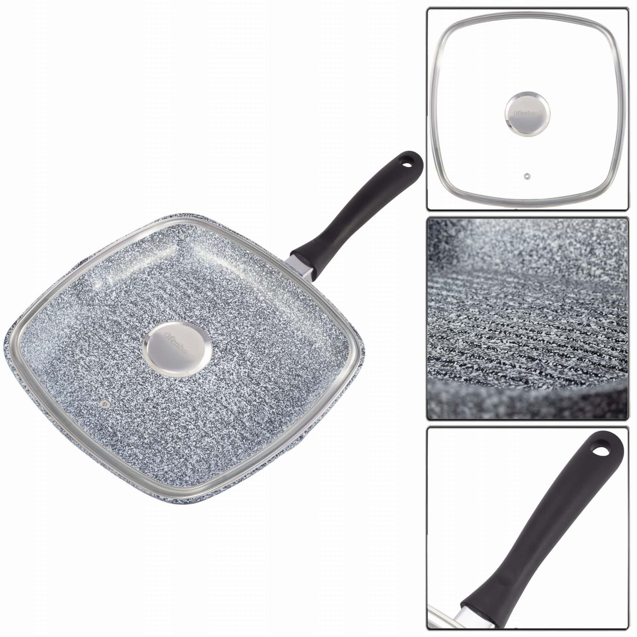 Tigaie grill cu capac, aluminiu/granit, 28 x 28 cm - imagine 4