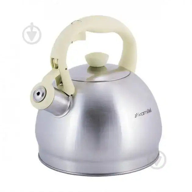 Ceainic din inox cu fluier 2 l bej