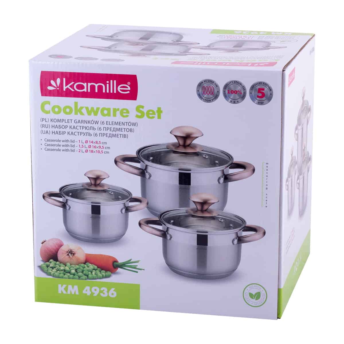 Set de 6 cratite din otel inoxidabil cu manere goale - imagine 2