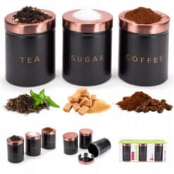 Set 3 recipiente pentru cafea, ceai si zahar