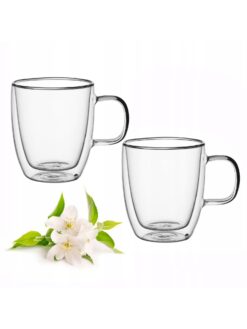 Set de 2 pahare din sticla cu strat dublu 350 ml