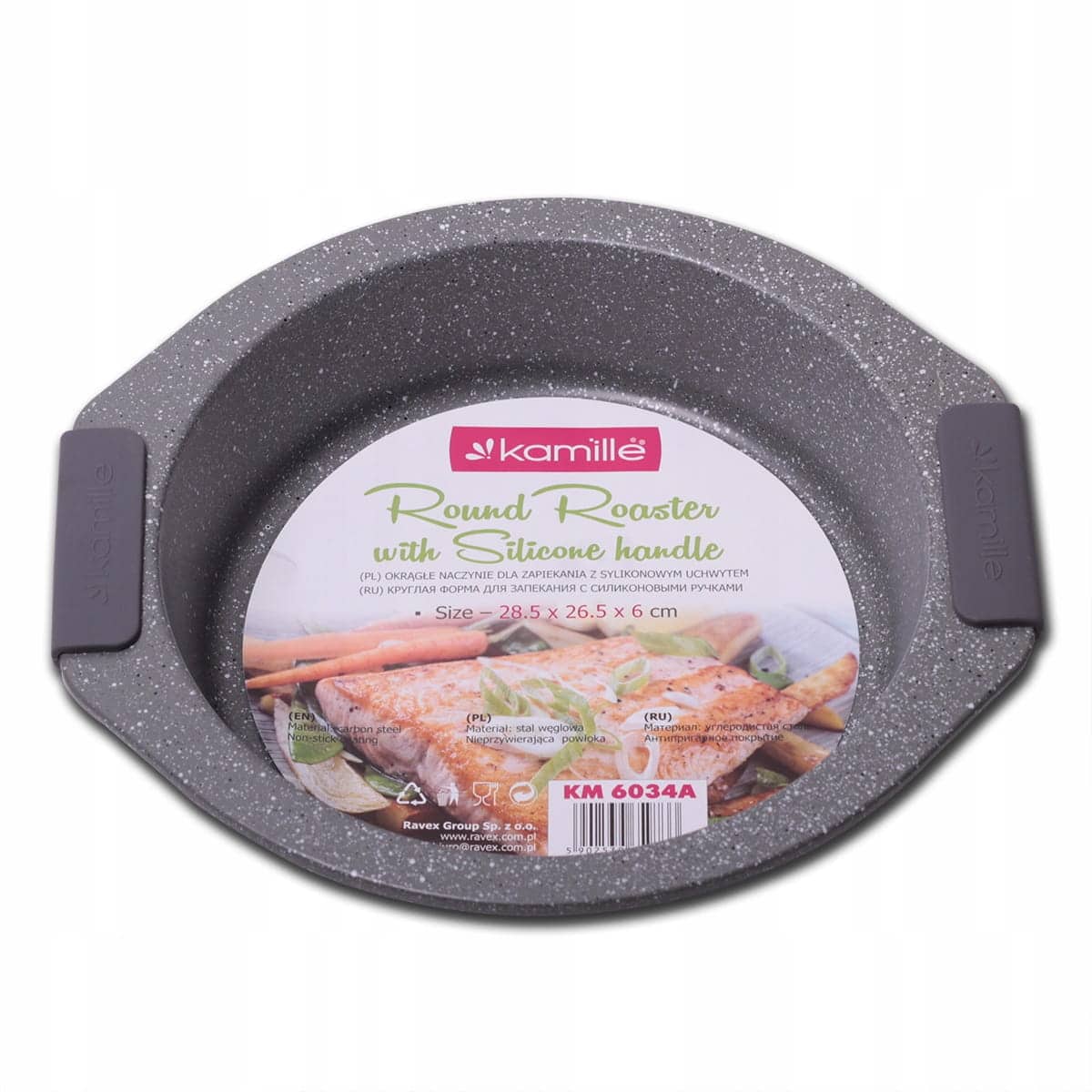 Tava de copt, marmura, 26.5x28.5x6 cm, gri