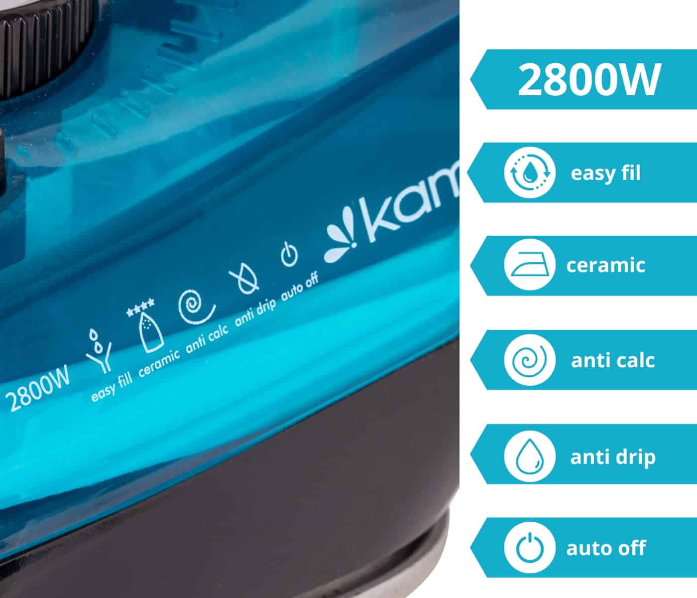 Fier de calcat cu abur, 2800 W, talpa ceramica, functie verticala - imagine 6