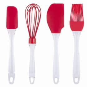 Set 4 ustensile de bucatarie, silicon, rosu
