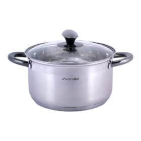 Oala, otel inoxidabil, capac sticla, 4.5 L, 22 cm, inductiva