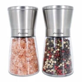 Set 2 Rasnite pentru sare si piper, corp sticla