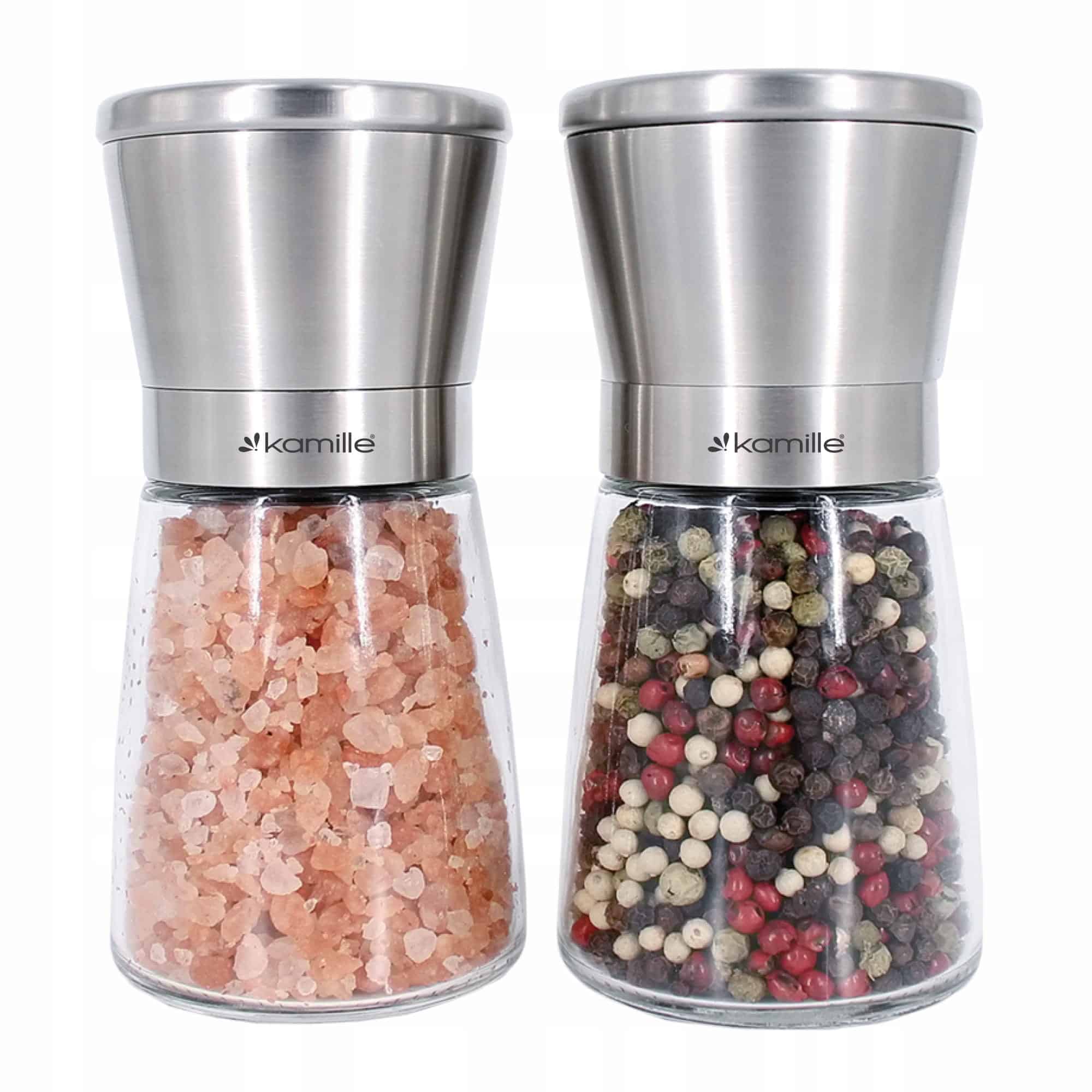 Set 2 Rasnite pentru sare si piper, corp sticla