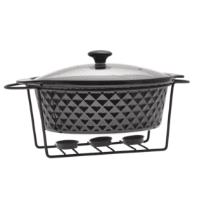 Vas termorezistent ceramic 3.5 L, cu suport incalzire