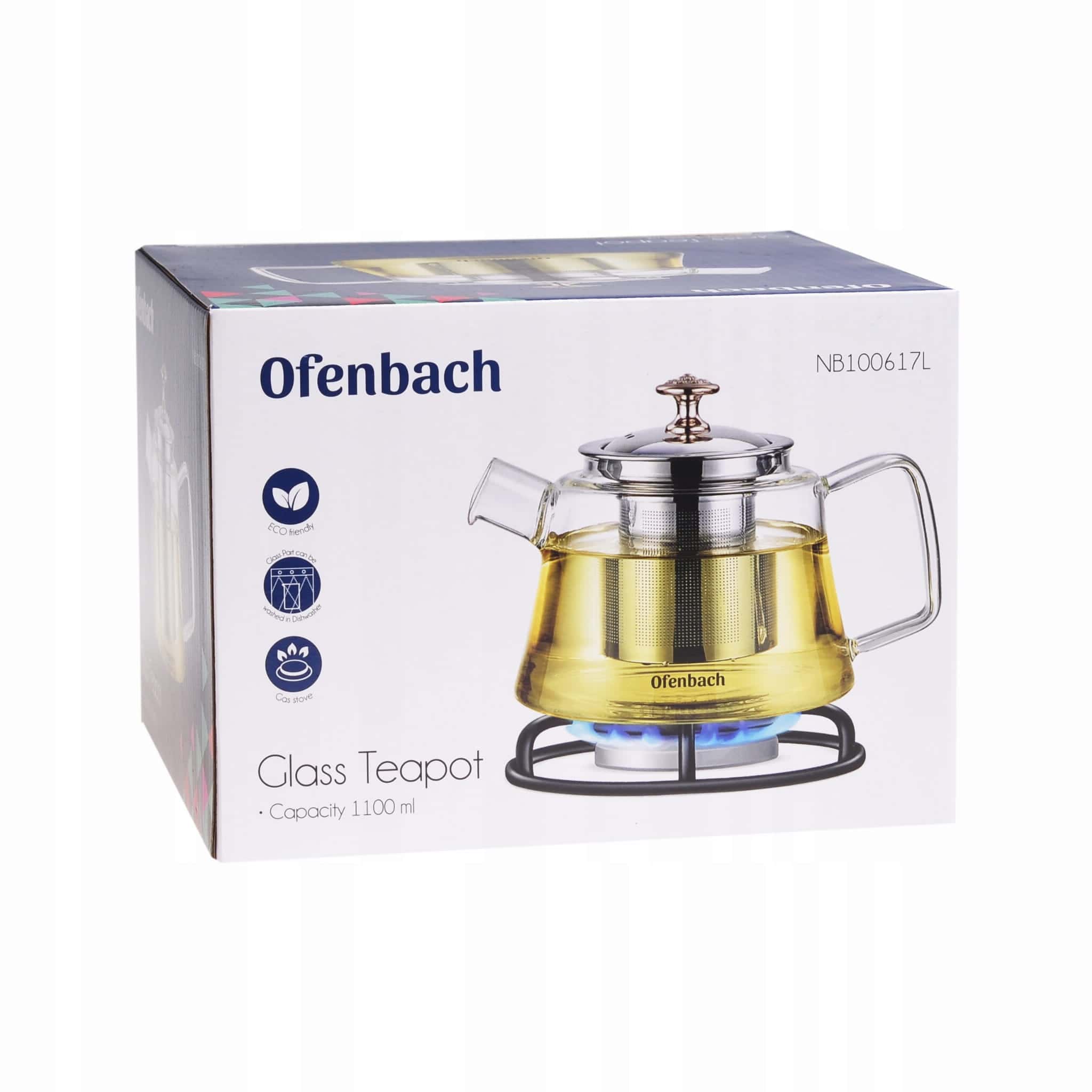 Ceainic Ofenbach, 1100 ml, inox si sticla termorezistenta - imagine 6