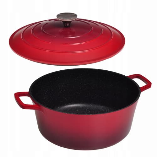 Oala din aluminiu rosu 6.5 l cu capac - imagine 5