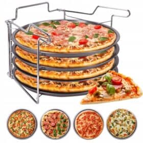 Set de 4 tavi de pizza 30 cm cu suport