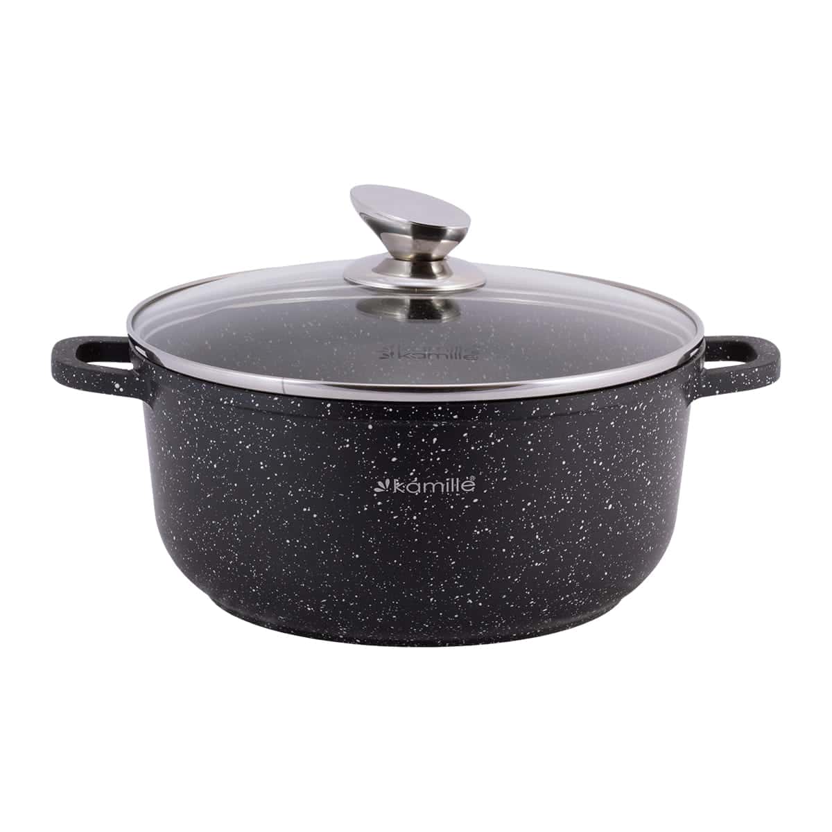 Set 4 Oale cu capac, aluminiu/marmura, 1.25 L - 4.5 L, negru - imagine 3