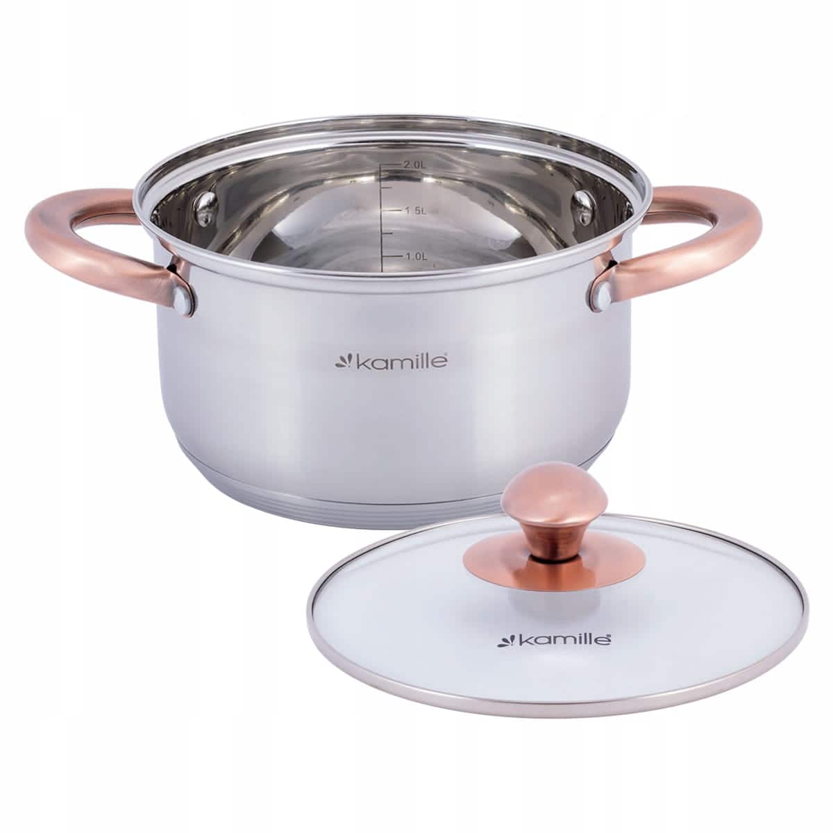 Oala, otel inoxidabil, capac sticla, 2.0 L, 18 cm, inductiva - imagine 2