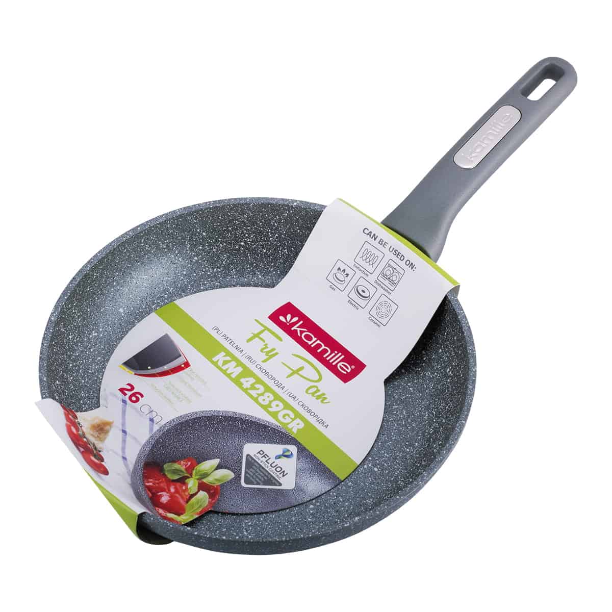 Tigaie antiaderenta, aluminiu/granit, 26 cm, gri - imagine 2