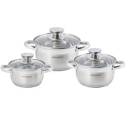 Set 3 oale inox 5-straturi, inductie, argintiu