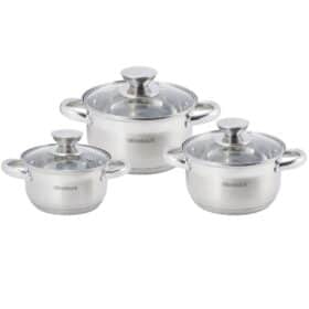 Set 3 oale inox 5-straturi, inductie, argintiu