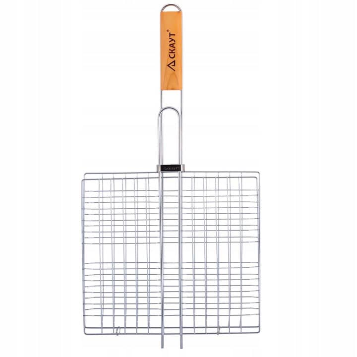 Plasă de grătar SKAUT 36 cm cu pereți laterali și mâner din lemn - imagine 5