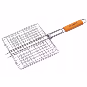 Grătar SKAUT din oțel cu mânere din lemn 27×24×2 cm