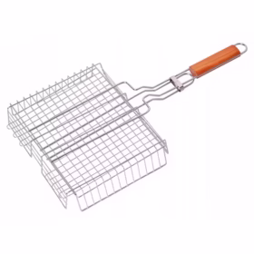 Plasă de grătar CKAYT 31 cm cu pereți laterali și mâner de lemn