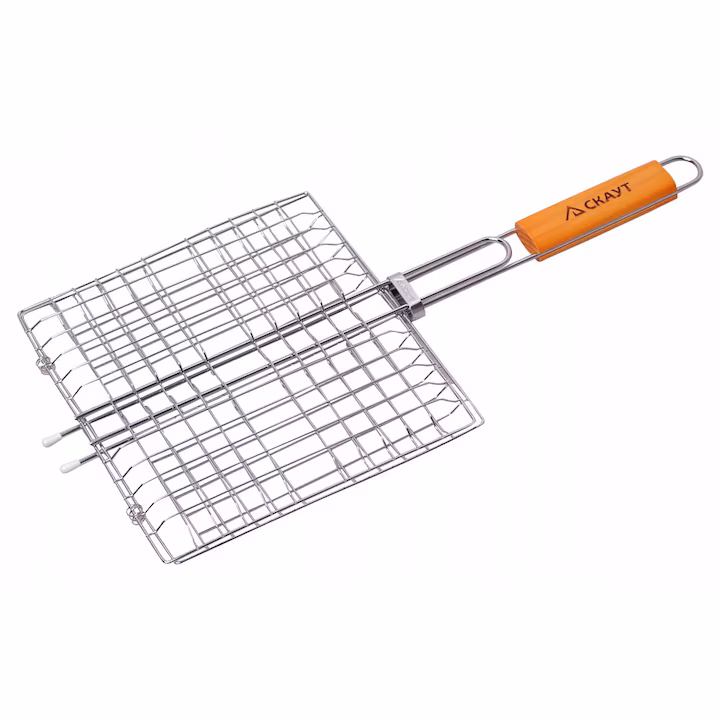 Plasă de grătar SKAUT 36 cm cu pereți laterali și mâner din lemn - imagine 4