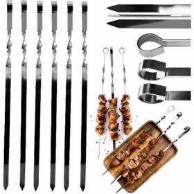 Set 6 ace inox 45 cm pentru grătar CKAYT – carne și legume la grill