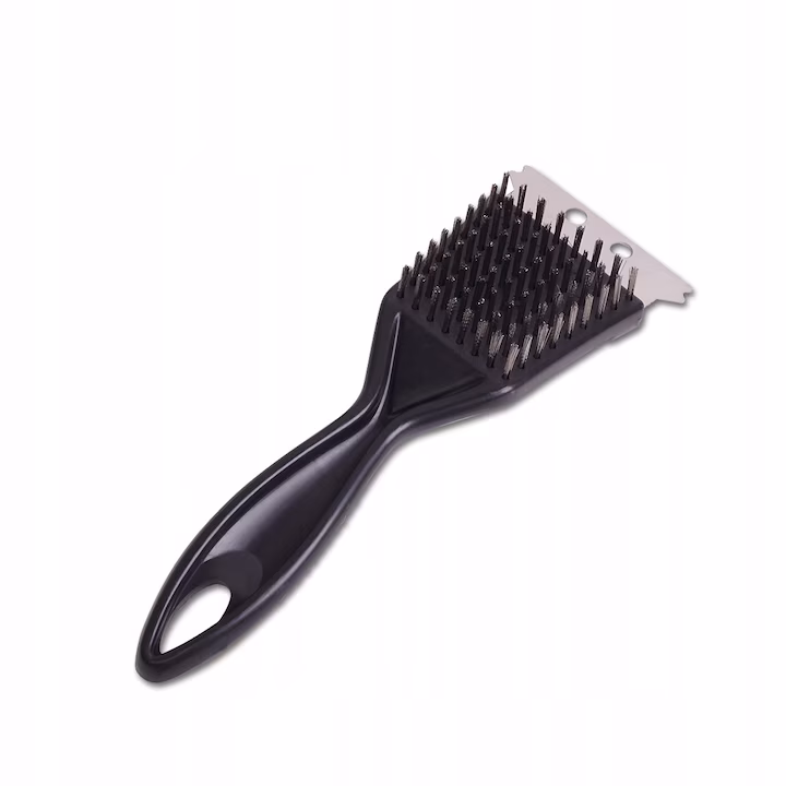 Perie pentru grătar 2‑în‑1 cu răzuitor – curățare rapidă și eficientă