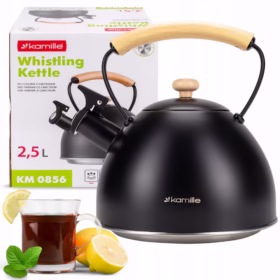 Ceainic inox cu fluier 2.5 L – clasic și compatibil cu inducție