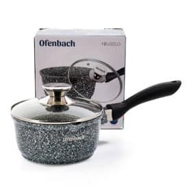 Cratita din granit, capac de sticla, 1.35 L, 16 cm