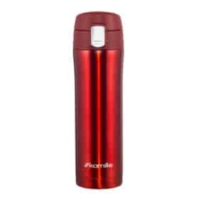 Cana termos portabila, otel inoxidabil, 450 ml, bidon termoizolant, Rosu