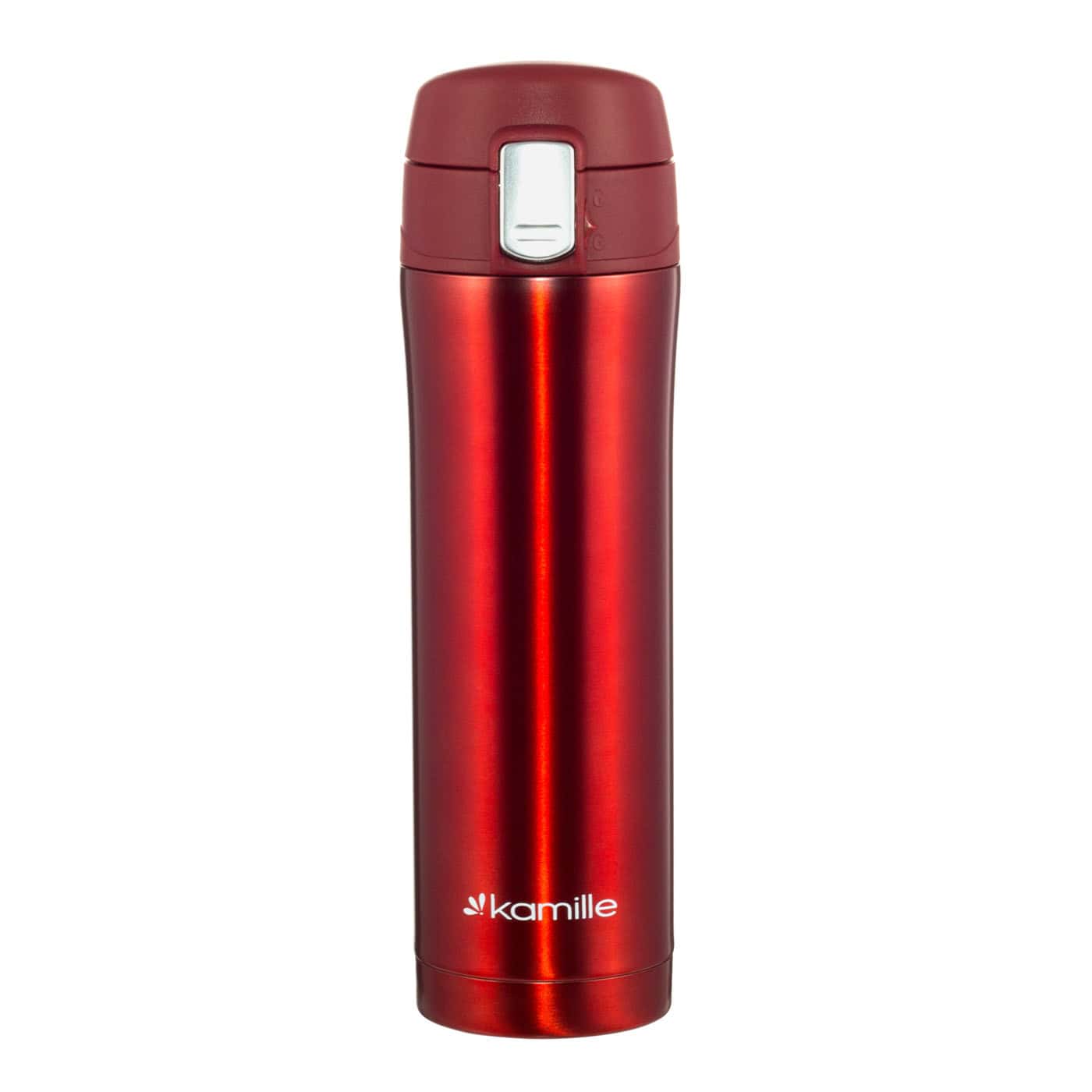 Cana termos portabila, otel inoxidabil, 450 ml, bidon termoizolant, Rosu