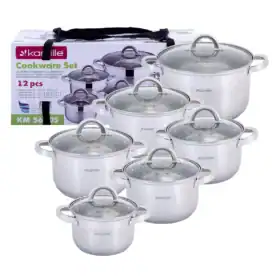 Set de 6 oale din otel inoxidabil, cu capac, 12 piese