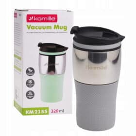 Cana termos antiaderanta, otel inoxidabil, Izolatie termica 8-10 h, 320 ml, Gri